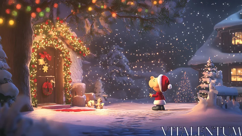 Snowy Christmas wonder welcomes a hopeful little visitor