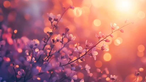 Soft-Focus Spring Blossoms in Golden Backlight.