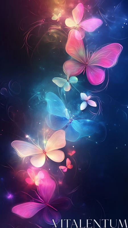 Nebula butterflies glow through deep cosmic night sky