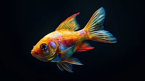 Vibrant tropical fish glows under saturated studio light.