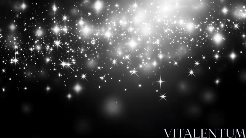 Bright white light particles scatter across dark gradient field