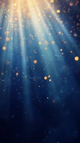 Volumetric light rays penetrate particulate field in deep blue void