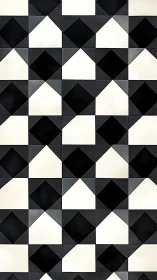 Geometric black and white tiled pattern with diamond forms.