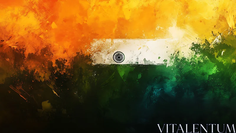 Abstract Indian tricolour flag rendered in dynamic paint strokes