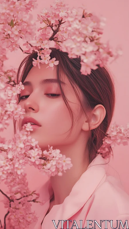 Soft-focus portrait integrates floral foreground and pastel tonality