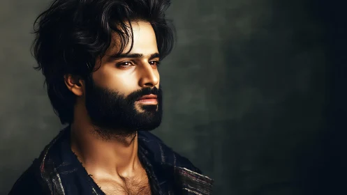 Cinematic male portrait with dramatic side lighting profile.