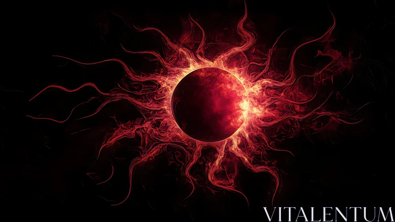 Plasma-corona eclipse sphere with filamentary flare dynamics.