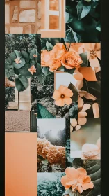 Botanical Reverie in Terracotta and Teal Collage