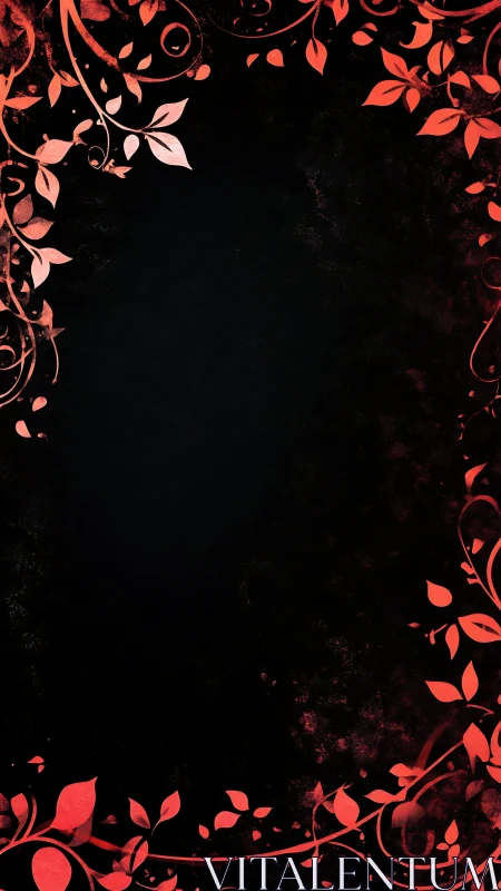 Scarlet vine borders curl around midnight velvet space.