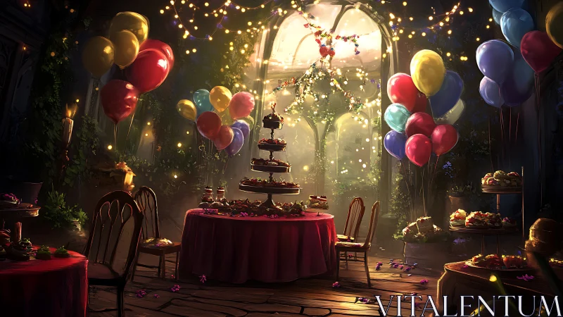 Magical Garden Party Celebration Under Golden Lights.