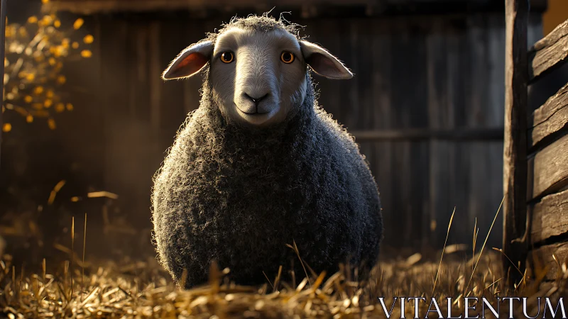 Backlit curly-fleece sheep rendered with cinematic depth of field.