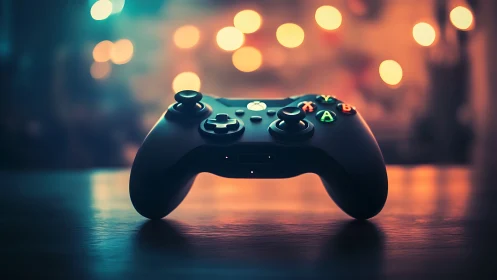 Gaming Controller Rendered Under Cinematic Bokeh Lighting with Atmospheric Depth