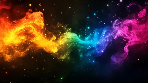 Chromatic nebula stream crossing deep cosmic void.