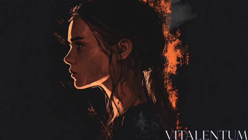 Brushlit profile carves quiet fire from the surrounding dark