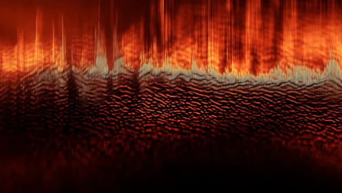 Glowing abstract waves dancing in warm fiery light.