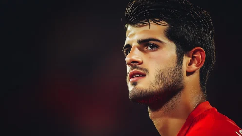 Side-lit athletic portrait with shallow depth-of-field rendering.