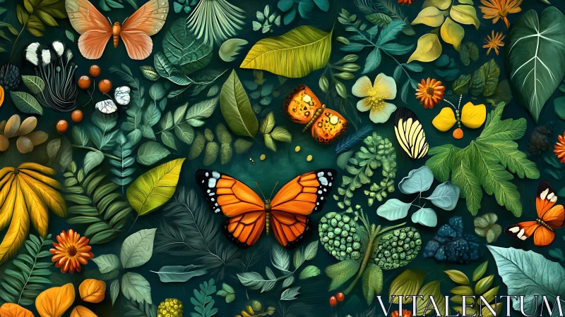 Butterfly microhabitat mapped in dense botanical tiling grid.