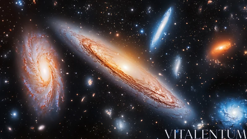 Spiral galaxies collide within dense luminous deep space field