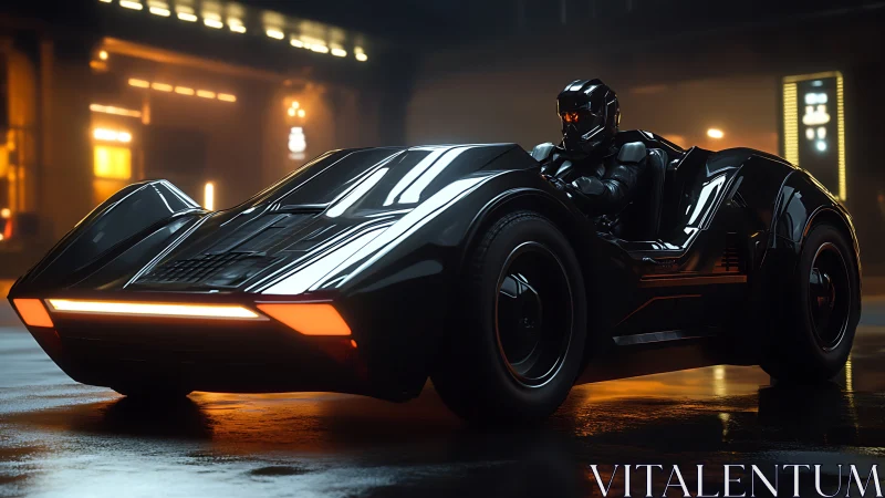 Midnight racer leans into neon silence before the sprint