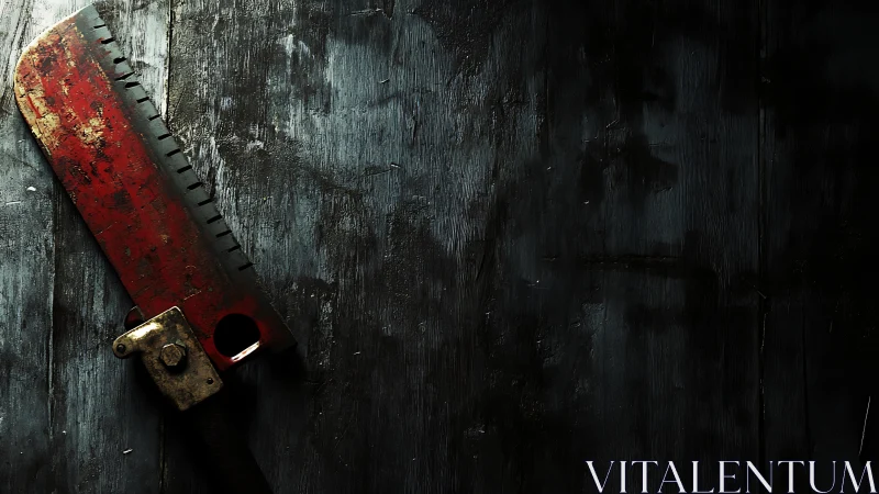 Rust-tongued saw whispers against a scarred midnight floor