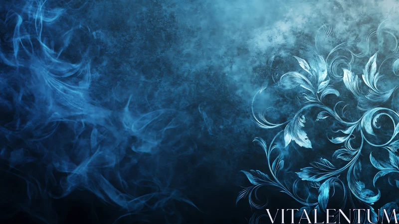 Gentle blue smoke meets glowing floral swirls in soft light