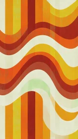 Retro wavy orange and yellow stripes on light background.