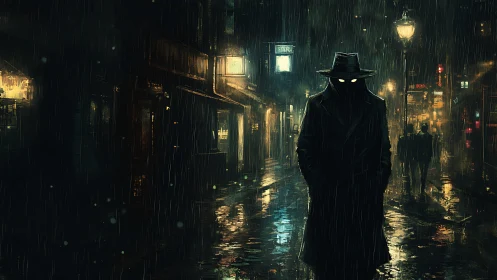 Midnight watcher prowls through neon rain and whispered alleys