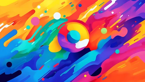 Vibrant abstract color waves swirl around a glowing sphere