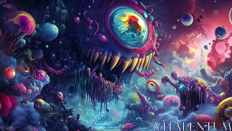 Cosmic jelly maw grins over a dripping nebula carnival