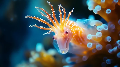 Macro optical study of bioluminescent nudibranch morphology.