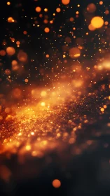 Photorealistic bokeh field of drifting golden light particles.