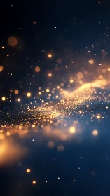 Photorealistic bokeh field with luminous golden particle drift.
