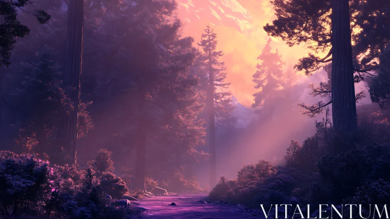 Volumetric Atmospheric Forest Scene with Dramatic Chromatic Shift and Coniferous Woodland Depth