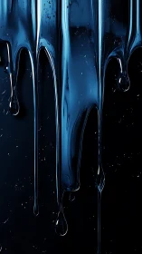 Viscous blue liquid streaks forming elongated vertical drips.