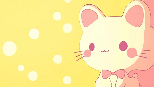 Sunny pastel kitten smiles softly in a gentle yellow glow