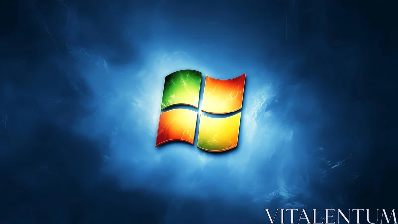 Luminous quad-color OS emblem in radiant nebular field.