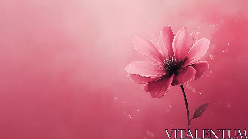 Volumetric Cosmos Bloom: Algorithmic Pink Flower Digital Rendering.