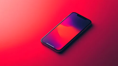 Sleek smartphone glowing with vibrant gradient display