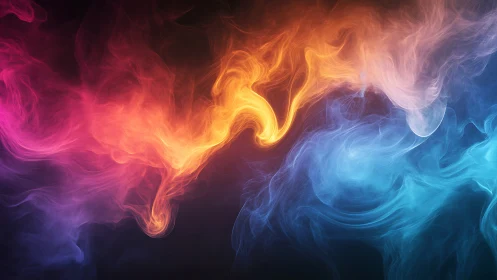 Vibrant color smoke waves merging in abstract motion.