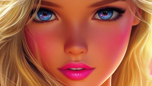 Digital painting close-up portrait with luminous neon detailing.