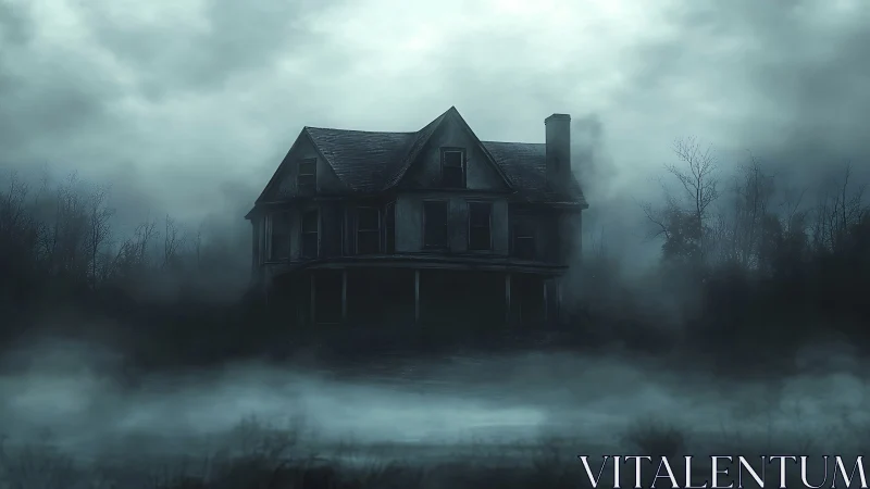 Fog-drowned haunted manor brooding in a storm-choked marsh.