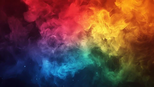Colorful nebula smoke curls across a quietly glowing void