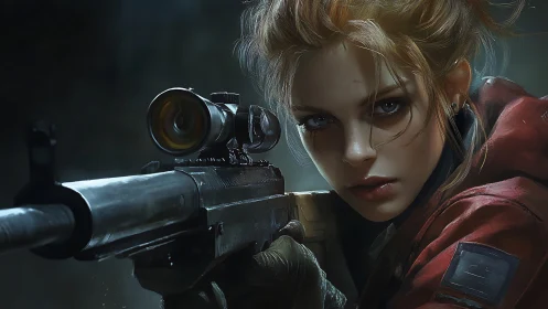 Female Sniper with Rifle and Scope - Tactical Combat