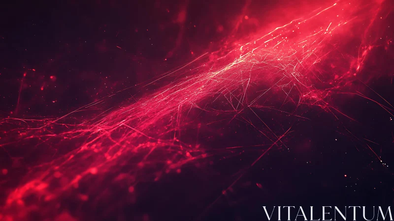 Abstract Red Light Streaks on Dark Background, Digital Art Style.