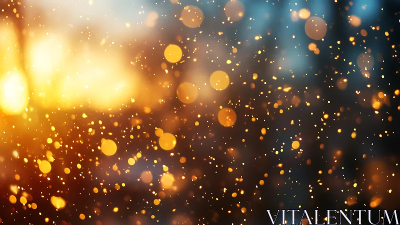 Golden sparks drift gently across a warm glowing background