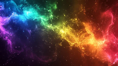 Spectral nebula filaments form a continuous multicolor plasma arc