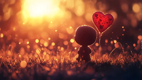 Silhouette Holding Hope: A Heart in the Golden Light.