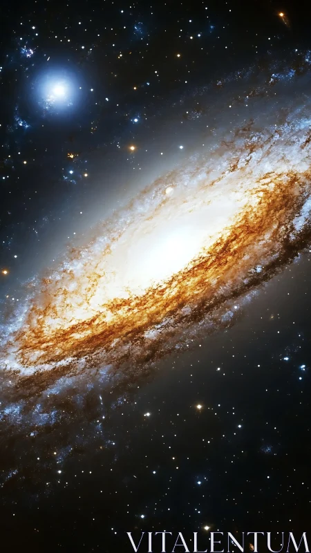 Edge-on spiral galaxy rendered with high-contrast stellar detail