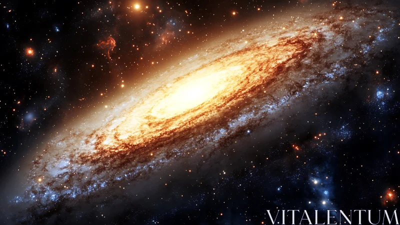 Luminous spiral galaxy core amid rich starfield glow.