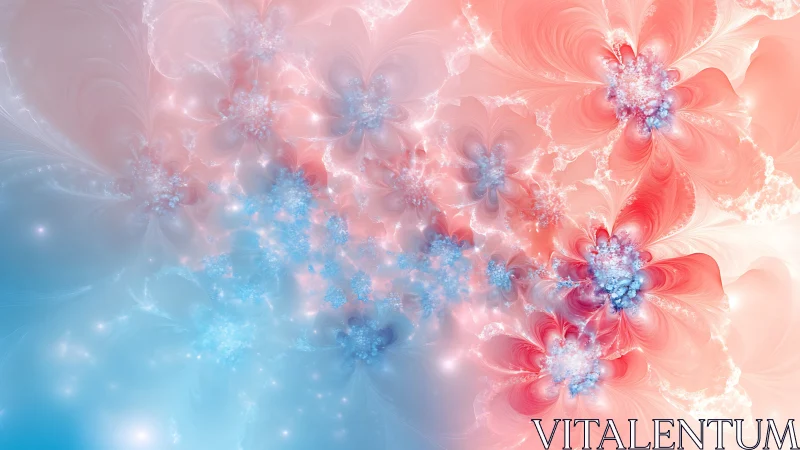 Fractal floral field rendered with smooth pastel gradient transitions